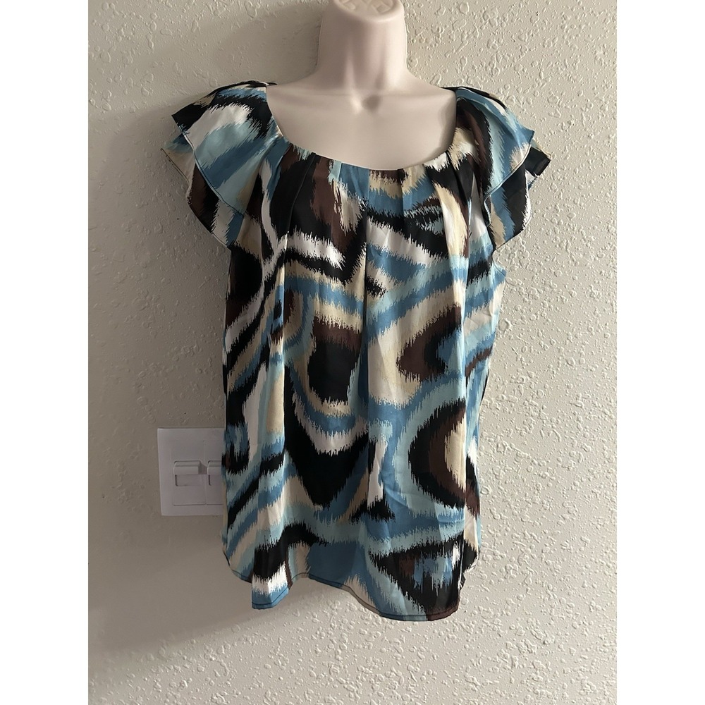 New Directions Layered Sleeve Medley Top Blouse Multicolor Small #271*8